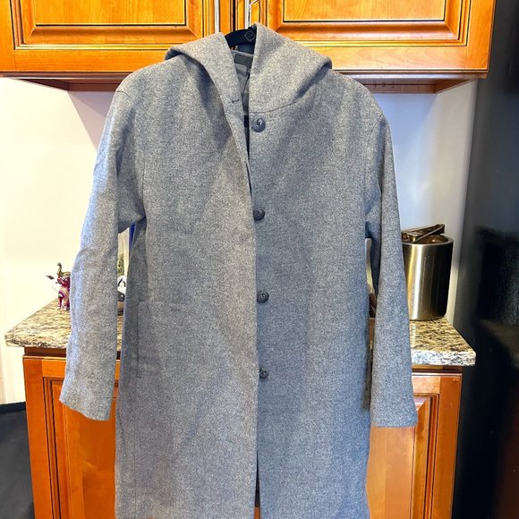 3583 Grey Hooded Short Coat